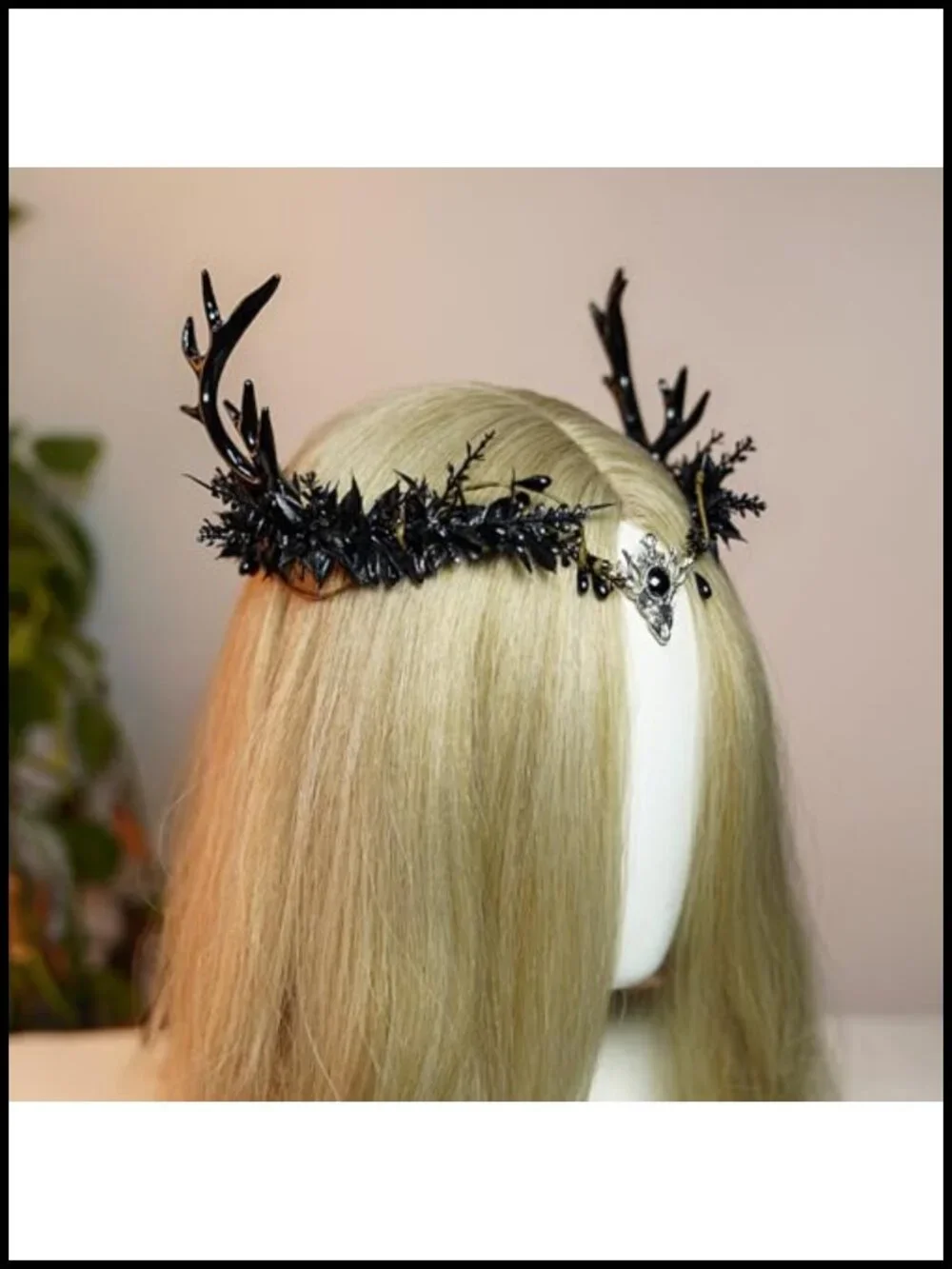 Gothic Black Antler Crown Dark Elf Headpiece Adjustable Fantasy Costume